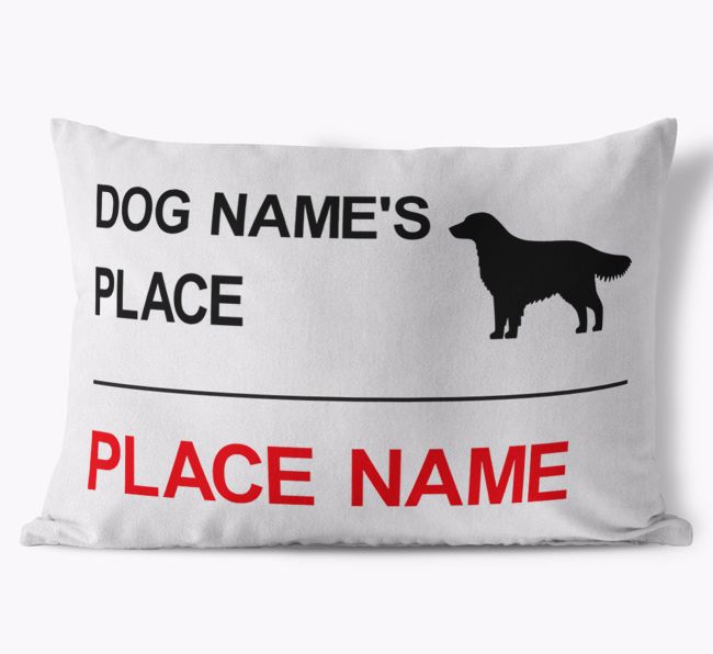 'Street Sign' - Personalized {breedFullName} Soft Touch Cushion with Silhouette